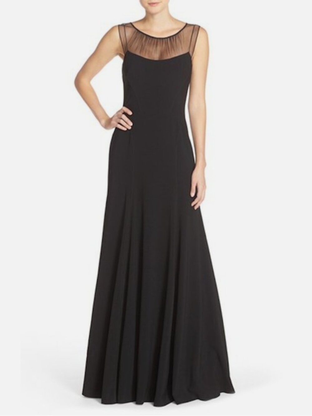 Vera Wang Crepe Long Formal Gown